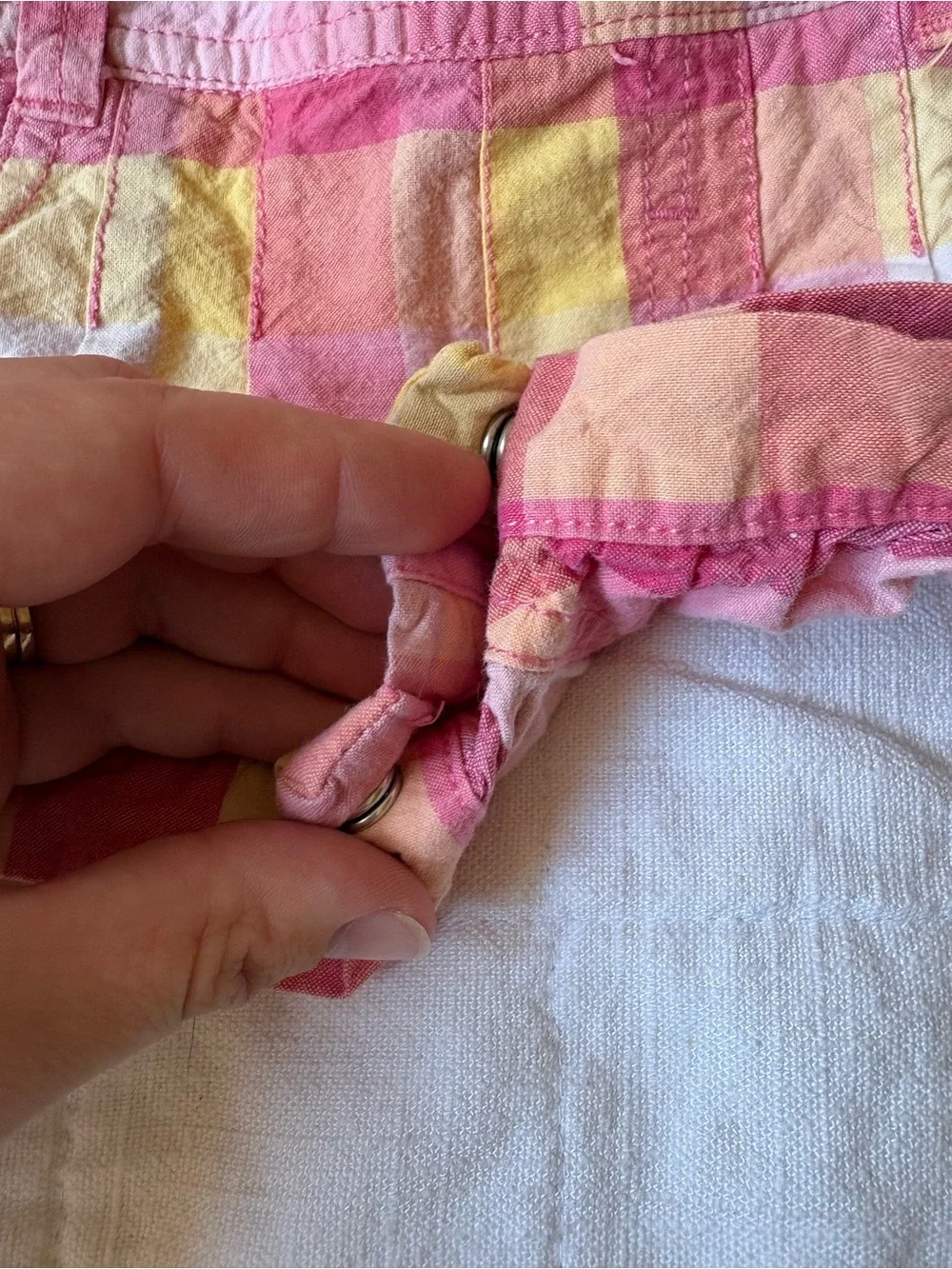 Vintage OshKosh B'gosh Pink Yellow Plaid Baby Girls' Cotton Shortalls 6 Months